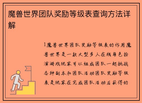 魔兽世界团队奖励等级表查询方法详解